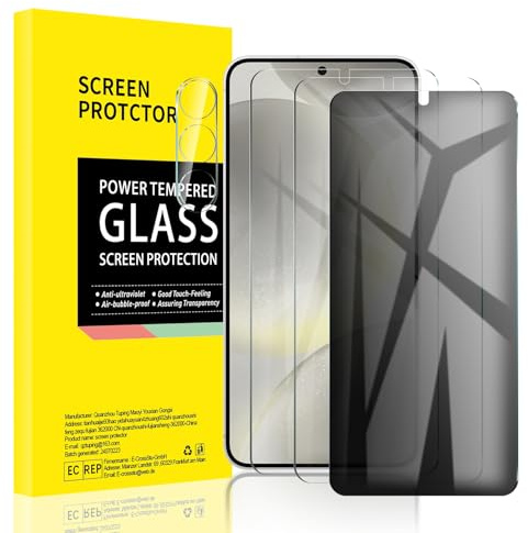 2*Tempered Glass Film for Samsung Galaxy S24+/S24 Plus + 1*Privacy Screen Protector + 1*Camera Lens Protector, Anti-Spy Accessories, Private Protection, Anti-Scratch, HD, 9H Hardness, Case-Friendly