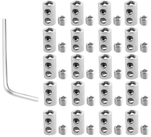 EMSea 20Pcs Rope Clamps Rope Connectors Fittings Code Lock Rope Connector with Wrench for 1-2mm Rope Wire Rope Cable 10x6x2.6mm