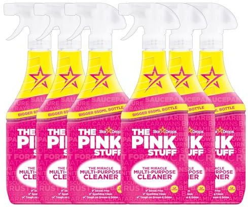 Stardrops The Pink Stuff Miracle Multi-Purpose Cleaner Spray, 850ml, Pack of 6, Tough on Grease & Grime, Streak-Free