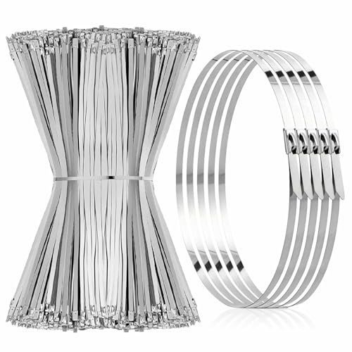 Fascette Metalliche Autobloccanti,100 Pezzi Fascette Acciaio Inox,Fascette in Inox 300 x 4,6mm,Fascetta Metallica per Cavi,Riparare la Recinzione Fissaggio di Striscioni e Oggetti Appesi