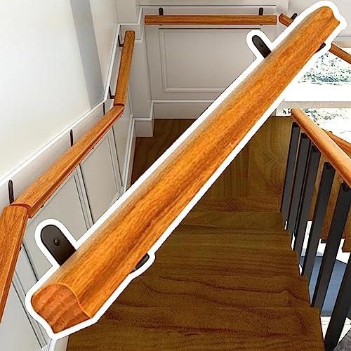 Balusters Handlauf für Innentreppen/Außenstufen, seitliche Montage Metallhandlauf Geländer Säule für Balkon Deck Veranda, Holztreppe HandraKits (Größe: Wall Handra 2,2 m / 7,2 ft / 86 Zoll