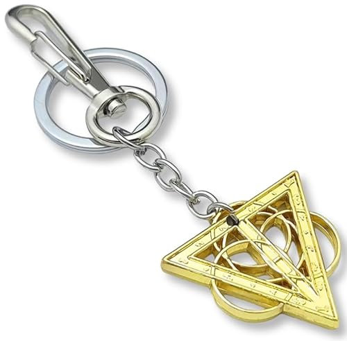 Pidak Schlüsselanhänger inspiriert Videospiel Dreieck – Anhänger Fantasy Gold 4 x 3,5 cm mit Karabiner und Metallring