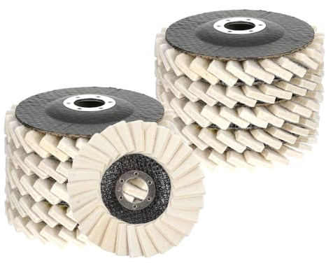 Dimeho 10 PCS Wool Polishing Wheel Disc 4-1/2 x 7/8 Felt Flap Disc | Stone Buffing Pad, 4.5 Inch, Polishing Flap Pads, for Angle Grinder, Metal, Marble, Furniture, Car Wax