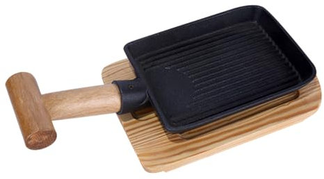 Warmhm Teppanyaki Grillplatte aus Premium Aluminium Antihaftbeschichtet mit Solidem Holzgriff für Induktion und Gasgrill für Bbq und Gastronomie