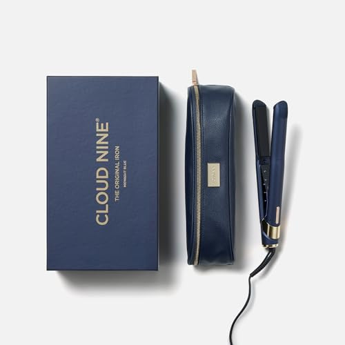 CLOUD NINE The Original Iron Blue Hair Straightener Giftset | Variable Temperature Control Quick Heat Touch Technology Ceramic Floating Plates Spring Flex Styling | Perfect Smooth Sleek Results