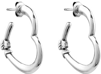 Ciclon1998 - pendiente corazon de aro con tuerca - bañado en plata de ley - joya artesanal - ideal para regalo - coleccion Flella - 22E602