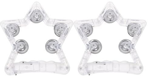 CVUTOVO 2 leuchtende Tamburine mit Metallglöckchen, LED-blinkendes Musikinstrument, Handpercussion-Instrument für Hochzeiten, Partys und Bühnenauftritte (Batterien nicht erforderlich)