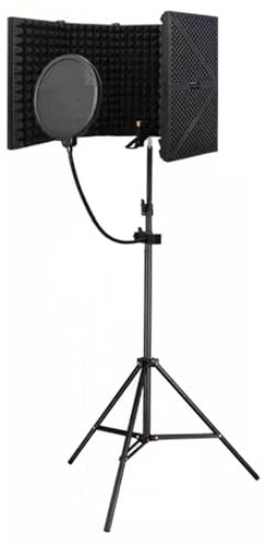 vocal booth， Microphone Isolation Booth Shield with Pop Filter & Stand, Vocal Recording Equipment Set for Home Studio Singing, Soundproof Absorbing Box Room