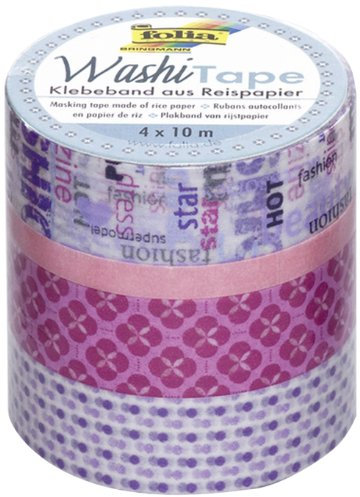 folia 26406 - Washi Tape, Klebeband aus Reispapier, 4er Set Mädchentraum - ideal zum Verzieren und Dekorieren