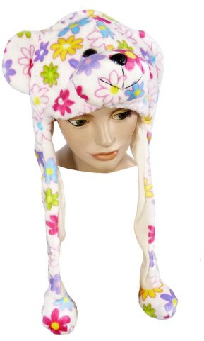 Euro Souvenirs Plüsch Mütze Hippie Bär mit Blumen