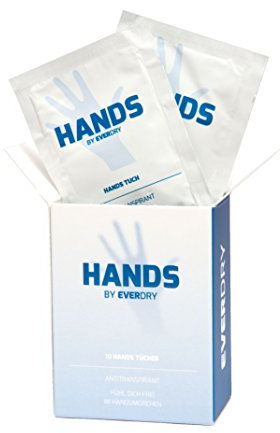 EVERDRY Hands Antitranspirant Pflegetücher gegen Schwitzen an den Händen - 10 Tücher gegen Handschweiß - mit pflegendem Panthenol