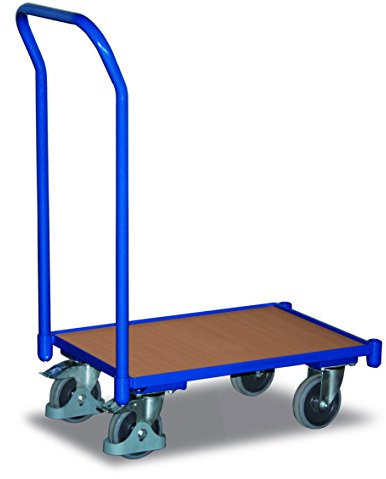 Euro System Roller mit Boden und Schiebebügel RAL5010 Enzianblau Rollwagen