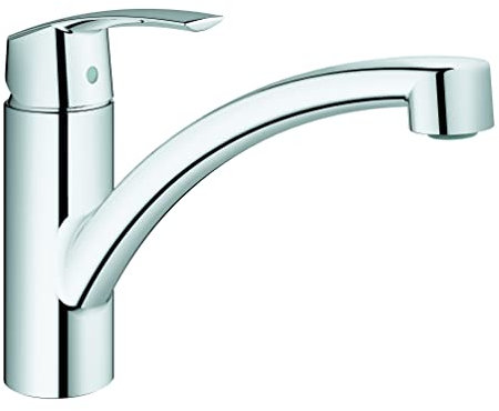 GROHE QUICKFIX Start - Einhand-Spültischbatterie (flacher Auslauf, Schwenkbereich 140°, Einlochmontage), chrom, 32441001