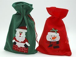 2X Weihnachts Geschenkbeutel aus Filz 18 x 28 cm Geschenk Nikolaus Beutel Sack Tasche Verpackung Säckchen Nikolaussack Geschenksack