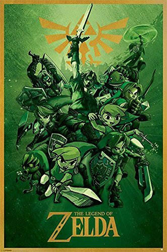 Nintendo Close Up The Legend of Zelda Poster Link (61 cm x 91,5 cm) + 2 St. transparente Posterleisten mit Aufhängung