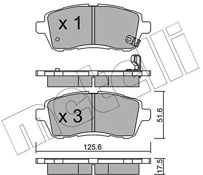 metelligroup 22-0793-0 Brake Pads, Made in Italy, Spare Parts for Cars, ECE R90 Certified, Copper Free