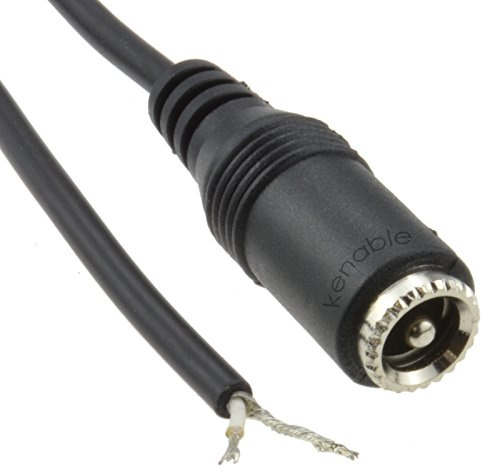 kenable DC Power Cable Female Socket to Bare Ended Wire 2.5mm x 5.5mm Jack Connector for LED Signs Solar Devices 1.5m Black