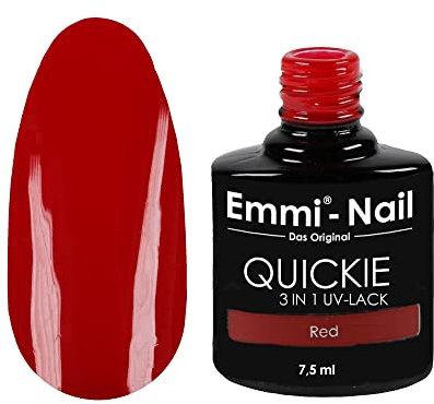 Emmi Nail Quickie Red 3in1 (dunkelrot L019) I LED UV Nagellack I Unter-, Farb-& Überlack der bis zu 3 Wochen glänzt I Kratzfest stoßfest vegan I 7,5ml