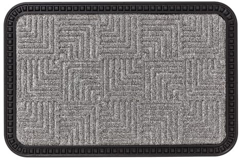 Carpido Fußmatte Außen & Innen - 40x60 cm - Silber Muster - Sauberlauf Türmatte rutschfest - Schmutzfangmatte sehr strapazierfähig - Fussmatte aussen Stufen