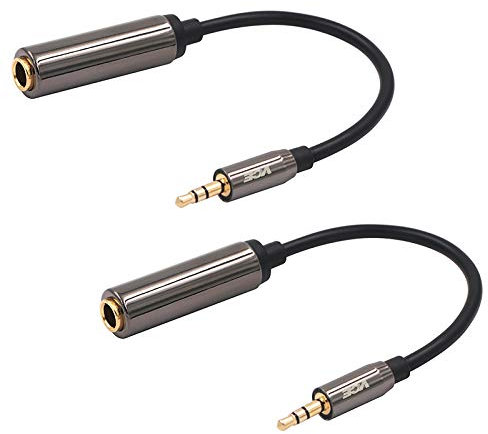 VCE 2 Pack Gold Plated 3.5mm Male to 6.35mm Female Audio Jack Adapter 20cm