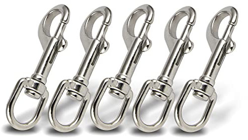 PROTECH 5 Stück Gedreht Karabiner mit Drehgelenk 90mm Edelstahl A4 V4A Wirbelkarabiner für Hundeleinen Schnellverschluss