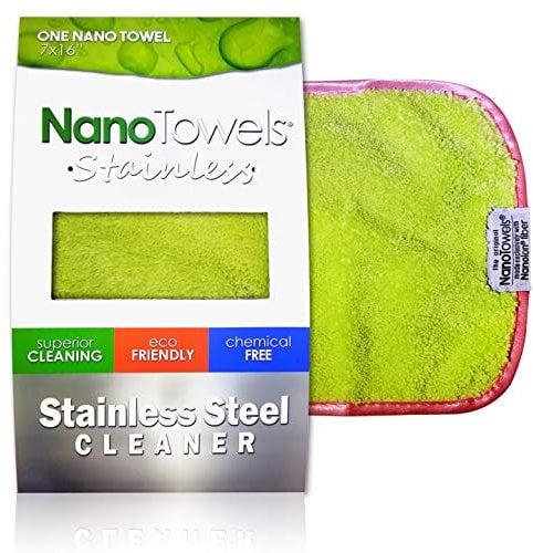 Nano Towels Limpiador de acero inoxidable El increíble paño de limpieza reutilizable de acero inoxidable sin productos químicos Seguro para niños y mascotas Verde claro 7 x 16 pulgadas (1 unidad)