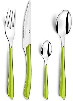 AMEFA - Ménagère 24 couverts de table pour 6 personnes - Eclat Pastel - Acier inoxydable 18/0, Finition Brillante - Vert