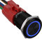 APIELE 16MM Verriegelung Druckschalter 12VDC 5A, Schwarz Aluminiumlegierung mit LED Ringbeleuchtung wasserdicht Latch Drucktastenschalter, Auto RV LKW Boot EIN/AUS Taste Schalter (Blau)