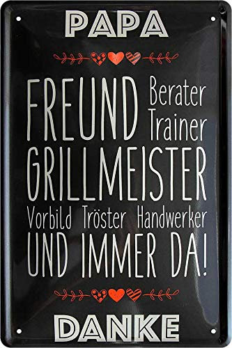 Blechschild Spruch ”Papa Freund Berater .“ Deko Schild Metallschild Eingang Leben Glück Familie Tür Essen Geschenk zum Geburtstag oder Weihnachten Vater Vatertag Papa Opa 20x30 cm