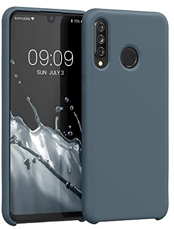 kwmobile Hülle kompatibel mit Huawei P30 Lite Hülle - Silikon Handy Case - Handyhülle weiche Oberfläche - kabelloses Laden - Dunkler Schiefer