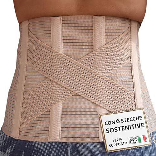 BODYPERFECT Busto Ortopedico Unisex Schiena Lombare Fascia Correttore Posturale 6 Stecche Cintura Uomo e Donna (L)