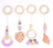 RAILONCH 4 Stück Anhänger Spielzeuge Set für Baby, Spieltrapez Holz Spielbogen für Babys, Babygymnastik aktiv Spielzeug (Lila)