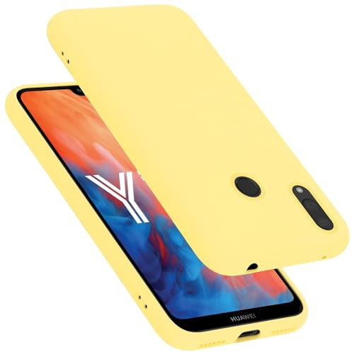 Cadorabo Hülle kompatibel mit Huawei Y7 2019 / Y7 Prime 2019 Hülle Silikon Handyhülle für Y7 2019 / Y7 Prime 2019 Case aus flüssigem Silikon- Kratzfeste dünne TPU Schutzhülle - Liquid GELB