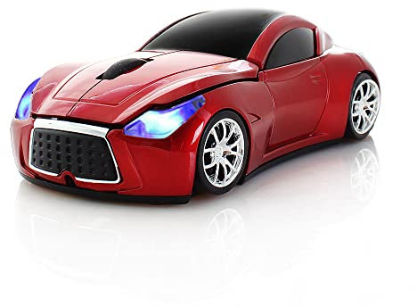 Aikchi Kabellose Sportwagen Maus, Kabellose Desktop Laptop Maus, Computermaus, 2,4 GHz, Optische Mäuse für YFND (Rot)