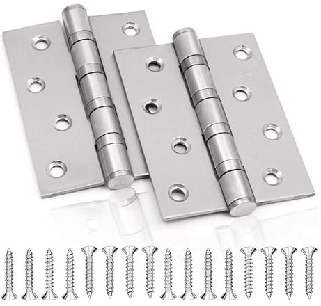 2x [100mm x 75,5mm] Scharniere aus Edelstahl | Türband Möbel Beschlag Set [massiv] - Türscharnier Silber für Innen & Außen | 4fach Stahlkugelgelagert | Steckverbinder für Fenster Schrank mit Schrauben