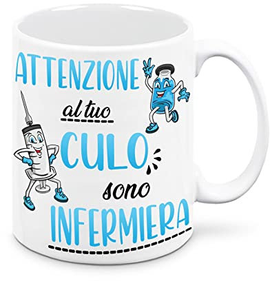 Mr. Gadgets Tazza Con scritta simpatica - Infermiere/Infermiera Attenzione al tuo culo (Infermiera, Bianca)