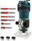 BALLOREX KS-T036 550 W 30 000 tr/min Défonceuse à bois professionnelle robuste (6-6,35 mm) avec 6 forets de 6,35 mm de formes différentes, 6 mm, 8 mm et 6,35 mm