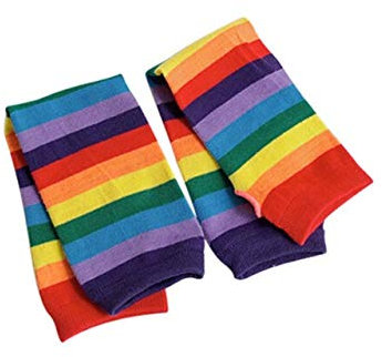 Sonnenschutzhandschuhe 1pair Sun Protection Sleeve Bike Travel Geeignet for Damen bunter Süßigkeit Farben-nette Arm-Hülsen-gestreifter Regenbogen Sun Protection Sleeve (Color : White)