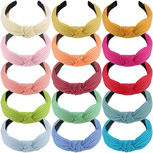 SIQUK 15 Stück Haarreifen Knoten Damen Haarreif Stirnband Knoten Kopfband Haarband für Damen Mädchen, 15 Farben
