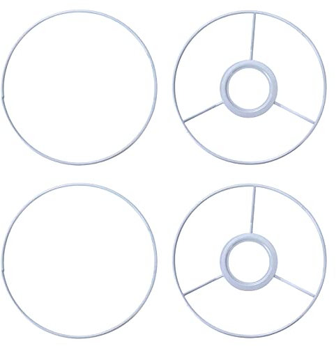 KUMGROT 2pcs Lamp Shade Ring Set Lamp Shade Adapter Ring Strong Iron Ring White Lamp Shade Holder for Desk Lamp Wall Lamp Shade Lamp Frames European Style 5.9 Inch Diameter