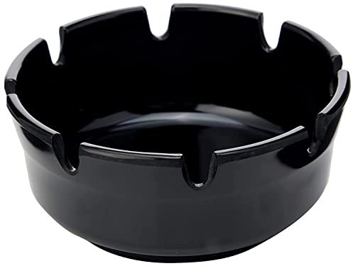 Piazza 6 ceniceros de exterior de diseño redondo de plástico de 10 cm – Ceniceros de mesa para cigarrillos y cigarros adecuados para casa, jardín, bares, restaurantes, hoteles – Color negro [6