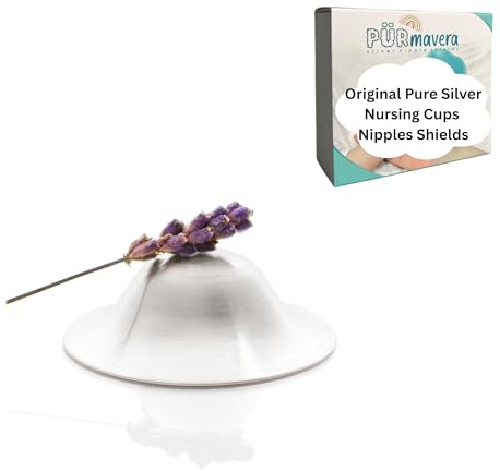 The Original Silver Coppe Coppe Capezzolo Coppe Capezzolo Coppe per Neonato Allattamento Mamme, Argento 925 Coppe Allattamento (X-LARGE)