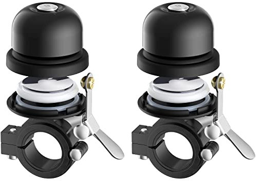 Stouchi Lot de 2 sonnettes de vélo pour Apple 2021 22 mm-25 mm de diamètre avec Support antivol caché in Bell Sonnette de vélo en Laiton Classique avec Son Fort et Clair