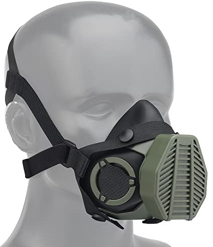 OAREA Taktische Atemschutzmaske halbe Gesichtsgasmaske Austauschbarer Filter for militärische Jagd Airsoft Paintball CS Spielausrüstung (Color : MA-119-OD)