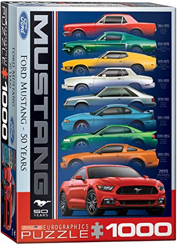Ford Mustang Evolution 50 Jahre - 1000 Teile Puzzle im Format 68x48 cm + Deluxe 3er Set Puzzle Zubehör