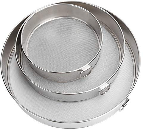 Flour Sifter, Stainless Steel Round Flour Sieve Strainer Drum Sieve 3 Pack Flour Sifter for Baking Fine Mesh Strainers for Bake Cakes