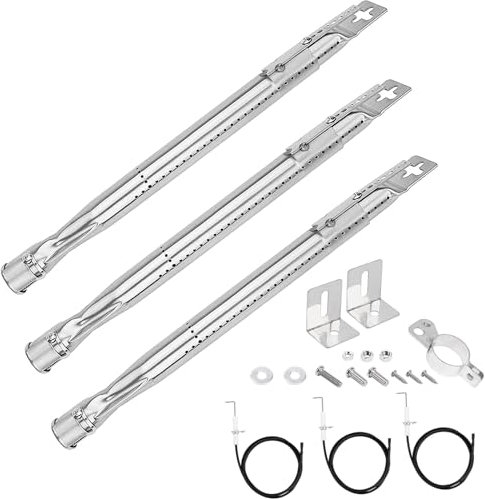 GFTIME Lot de 3 brûleurs universels de 35,5 à 48,3 cm pour Charbroil, Napoléon, Landmann, Enders, Barbecook, Tepro, Taino, Proficook, accessoires de brûleur réglables en acier inoxydable