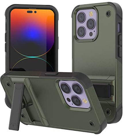 Punkcase Schutzhülle für iPhone 14 Pro [Reliance-Serie] Hybrid-Schutzhülle in Militärqualität mit integriertem Ständer, ultimativer Fallschutz für iPhone 14 Pro (6,1 Zoll) (2022), Armeegrün, Schwarz