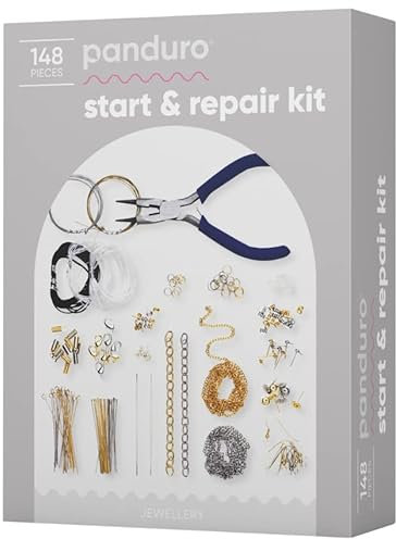 Panduro | Schmuck-Start- und Reparaturset für Armbänder, Ohrringe, Halsketten | Silber Gold