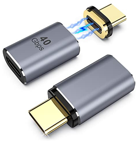 MoKo USB C Magnetisch Adapter,2 Stück Typ-C Magnet Adapter 24 Pin mit PD 100W Schnellladung 40Gbps 8K Video für Thunderbolt 4/3 MacBook Pro/Air/Steam Deck/PS5 PSVR2/ROG Ally/iPhone 15 Series, Gerade